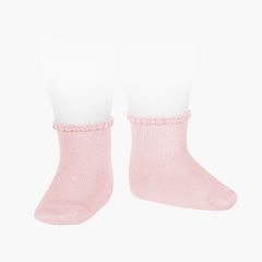 Calcetines Bebé Puño Labrado Rosa