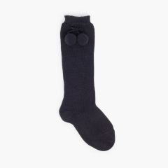 Calcetines Altos Perlé Condor con Borlas Azul Marino