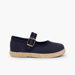 Merceditas hebilla bamara y yute  Azul Marino