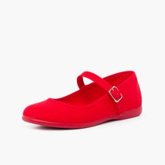 Mercedita lona niña cierre hebilla Rojo