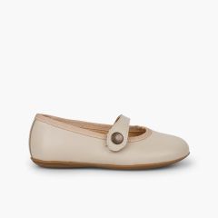 Merceditas Niña Piel Comuniones Beige