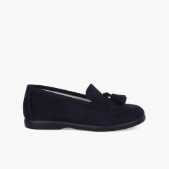 Mocasines niños pequeños con borlas serratex Azul Marino