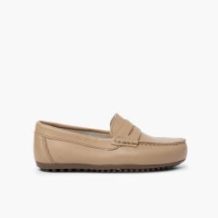 Mocasines niño piel antifaz  Beige