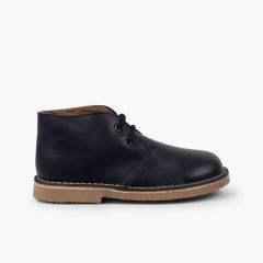 Pisacacas Piel Cordones Forro Tipo Borrego Azul Marino