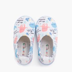 Zapatilla cerrada tipo neopreno dibujos Blanco