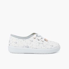 Zapatillas cordones niños lona globitos Gris