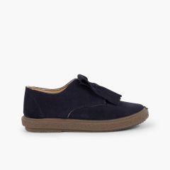 Zapatos blucher serraje flecos lisos Azul Marino