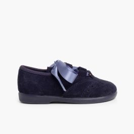 Zapato Inglés Niños en Serraje Azul Marino