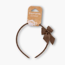 Diadema fina con lazo Marrón