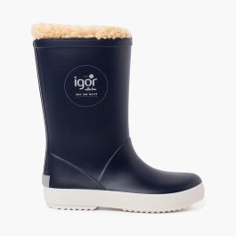 Botas agua borreguito interior para niños Azul Marino