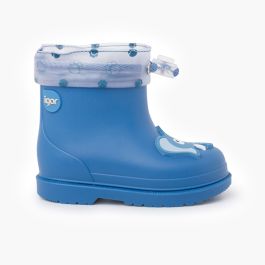 Botas agua elefante cuello ajustable Azul