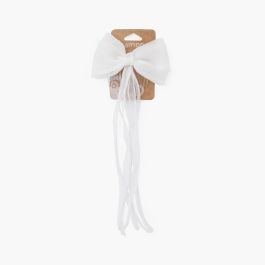 Peineta lazo organza cintas Blanco Roto