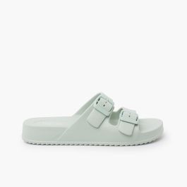 Sandalias Goma EVA Ligeras doble hebilla Menta