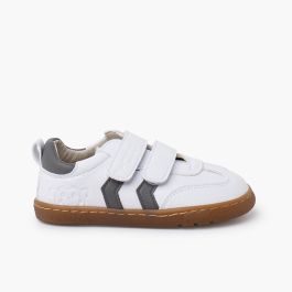 Zapatillas Blancas Barefoot niños bandas laterales Gris