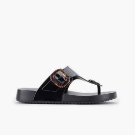 Sandalias dedo extra light brillo mujer Negro