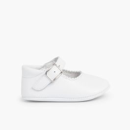 Badanitas Mercedita Bebé Piel Hebilla Blanco