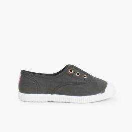 Zapatillas Lona Punta Goma Sin Cordones Antracita