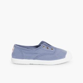 Zapatillas Lona Punta Goma Sin Cordones Azul
