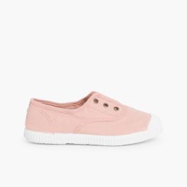 Zapatillas Lona Punta Goma Sin Cordones Maquillaje