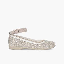 Bailarinas Brillantes Cierre Pulsera   Beige
