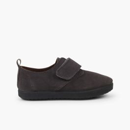 Blucher de tira adherente    casual en piel de serraje  Gris