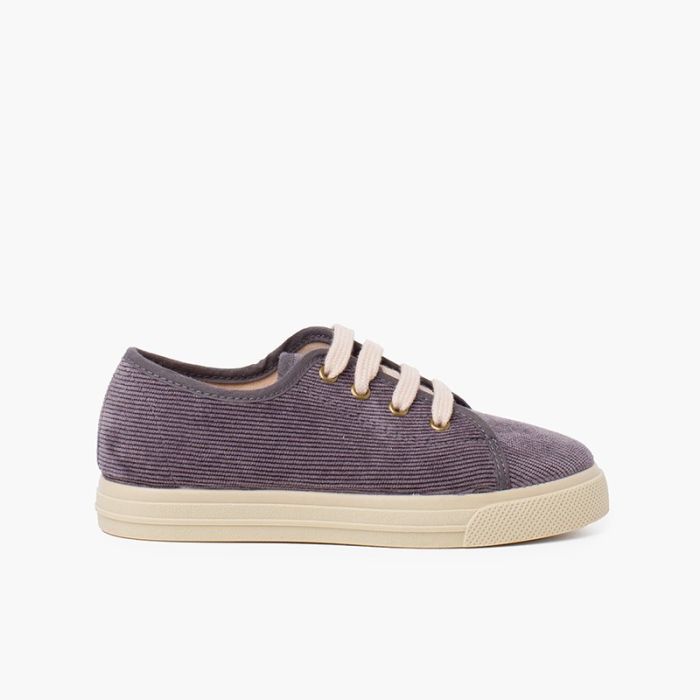 Zapatillas pana cordones suela ancha niños