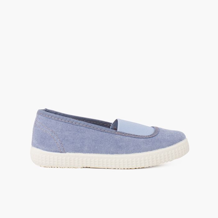 Bailarinas elástico lona eco y suela tipo zapatillas 