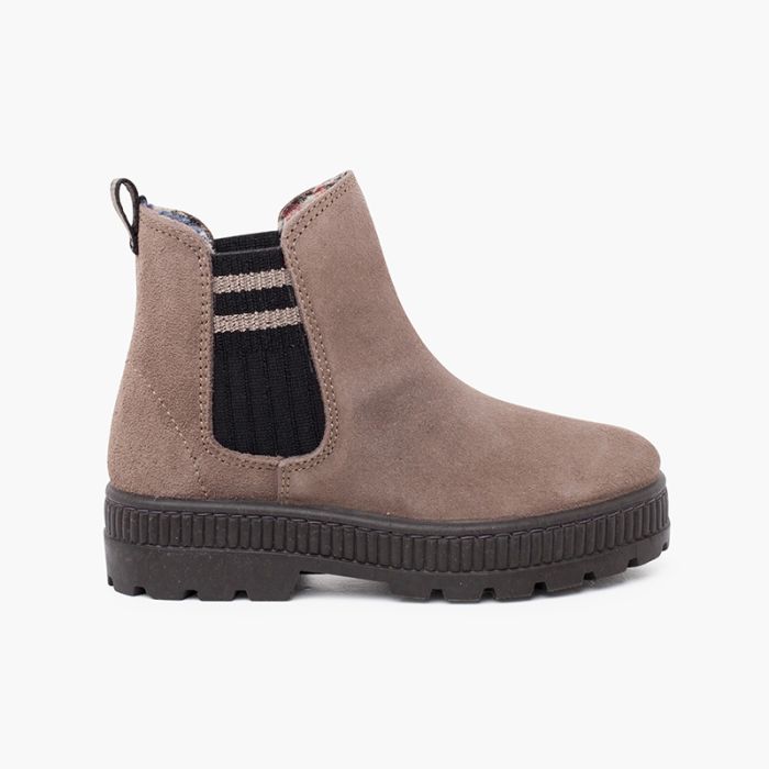 Botas serraje elástico lateral calcetín rayas