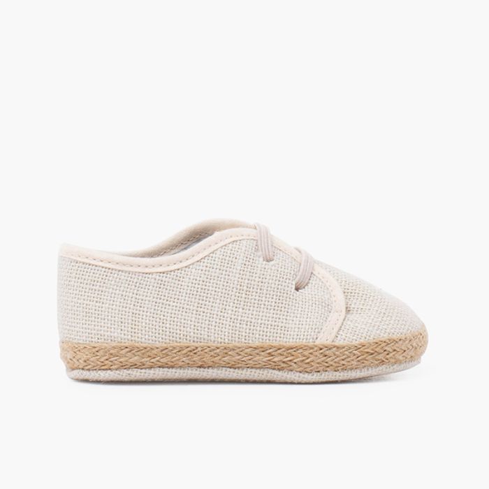 Zapatos bebé lino y yute cordón elástico