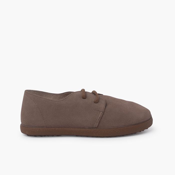 Zapatos cordones serraje suela caramelo