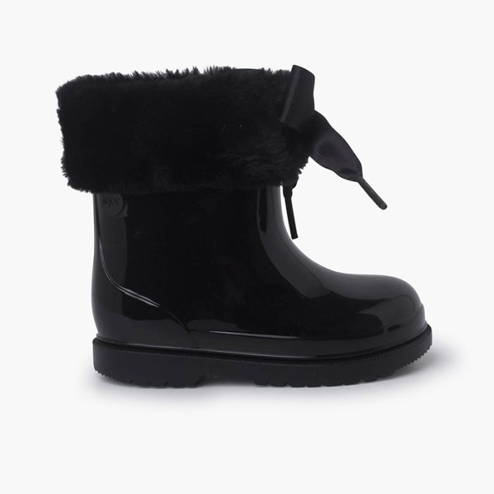 Botas Agua Bajas Pelito y Lazo Raso