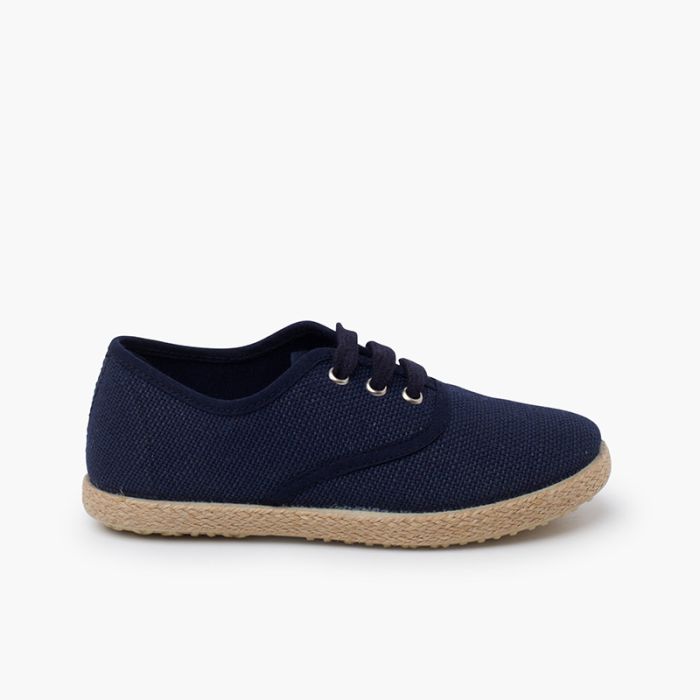 Zapatillas lino cordones suela alpargata