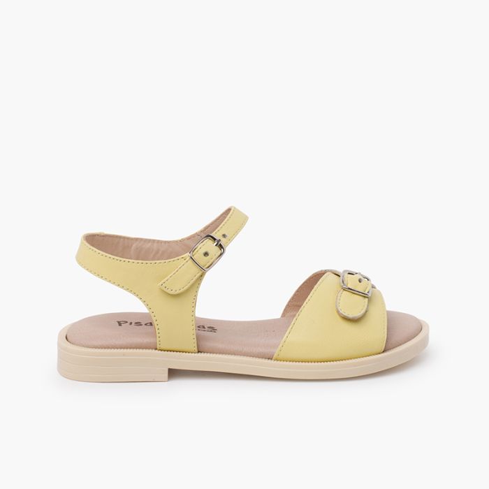 Sandalias niña en piel. Pala hebilla