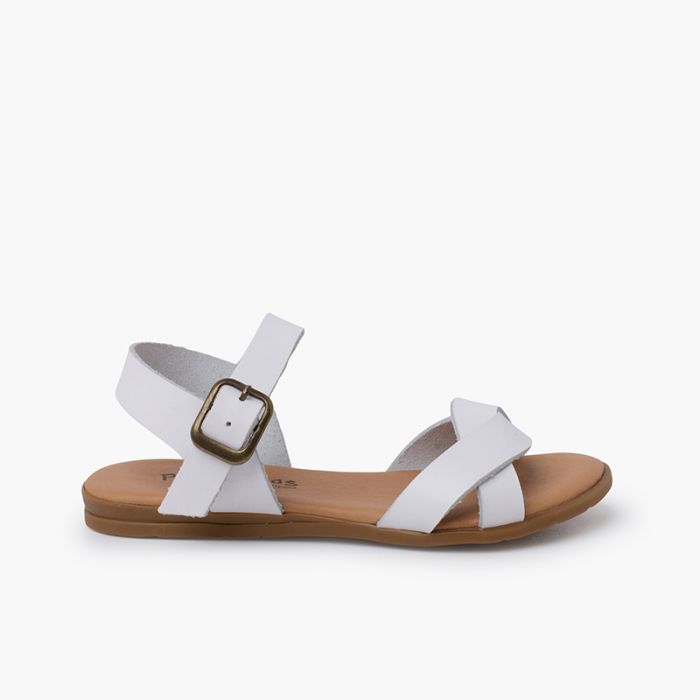 Sandalias niña doble tira entrelazada