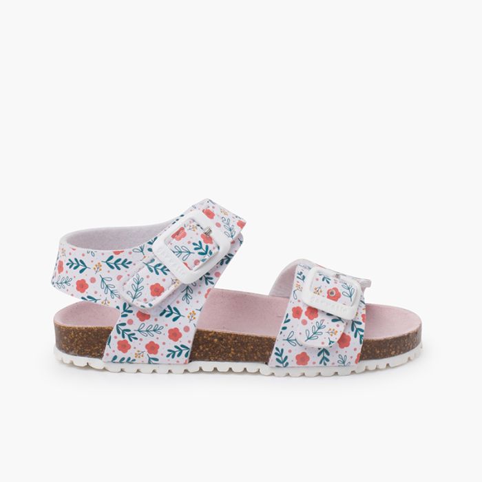 Sandalias bio flores tira adherente