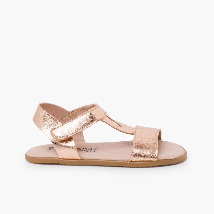 Sandalias barefoot tiras empeine metalizadas