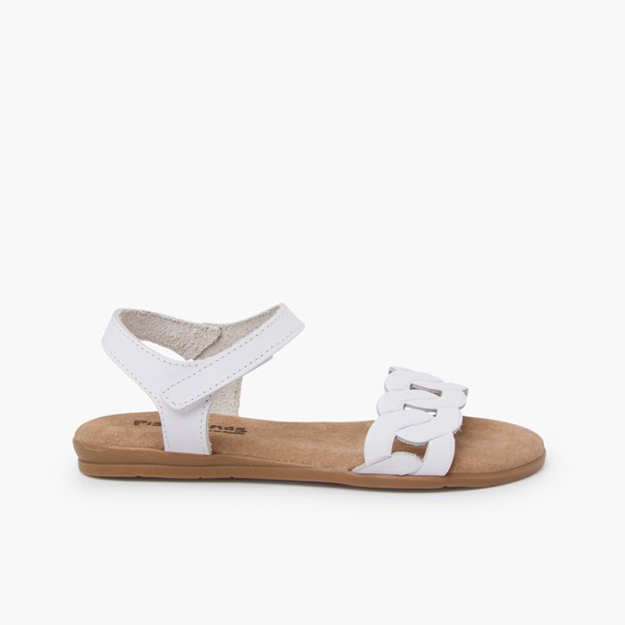 Sandalias piel eslabones tira adherente
