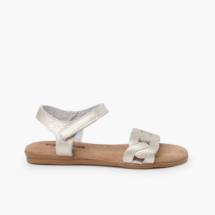 Sandalias piel eslabones tira adherente