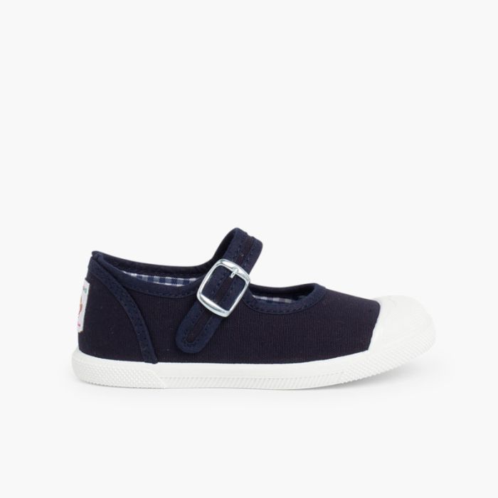 Zapatillas Lona Niña con Hebilla y Puntera de Goma