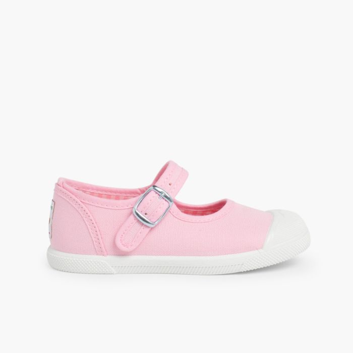 Zapatillas Lona Niña con Hebilla y Puntera de Goma
