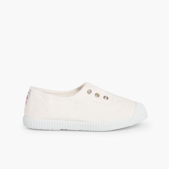 Zapatillas Lona Punta Goma Sin Cordones