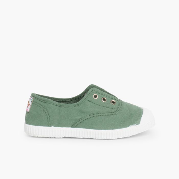 Zapatillas Lona Punta Goma Sin Cordones
