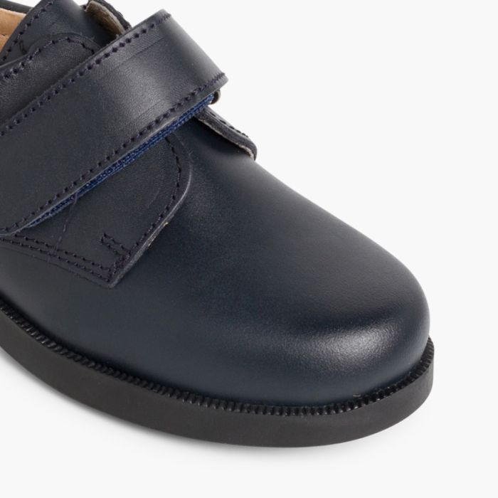 Zapatos Azules Niño Colegio Zapato Velcro Colegio Piel Lavable