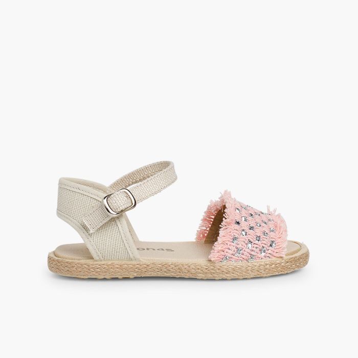 Sandalias niña brillantes con flecos