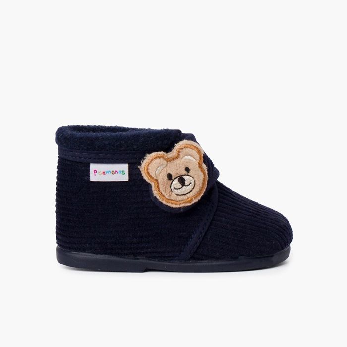 Zapatillas casa botita pana oso niños