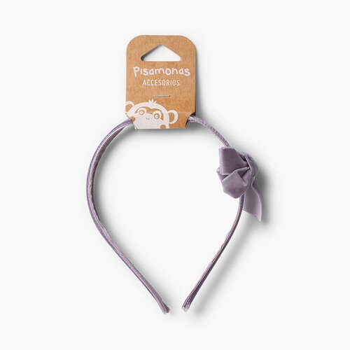 Diadema terciopelo con lazo Gris Claro