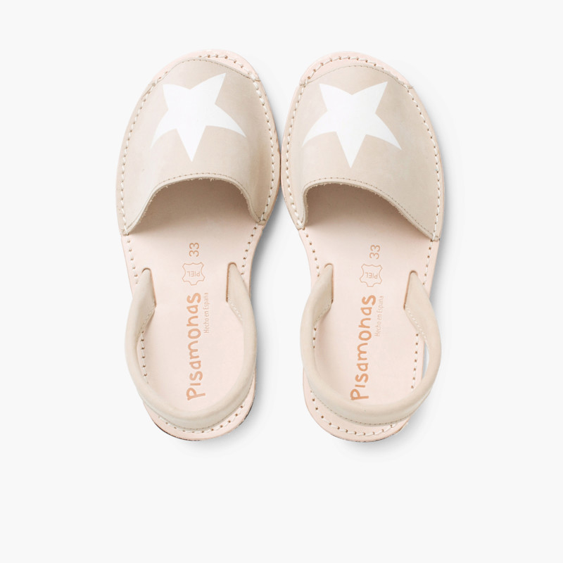 Menorquinas Avarcas Nobuck con Estrella Beige