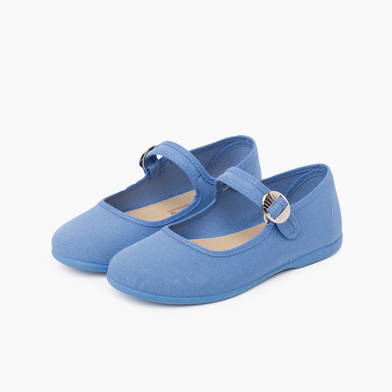 Mercedita lona niña hebilla japonesa  Azul Azafata