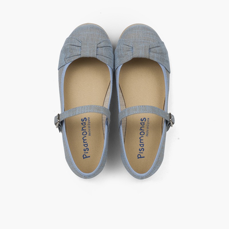 Mercedita ceremonia niña lazo cierre hebilla Azul