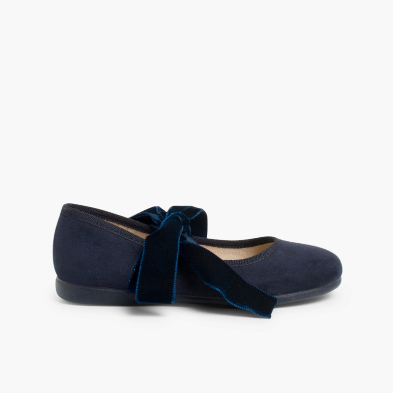 Merceditas con lazo de terciopelo Azul Marino